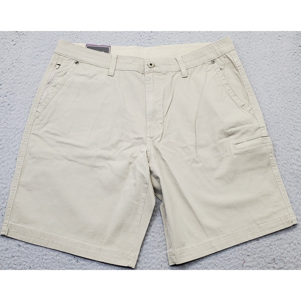 Weatherproof Golf Shorts Mens 36W Tan Durable Utility Pocket Stretch Waistband